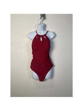 New Cupshe Red one piece ruched swimsuit Sz